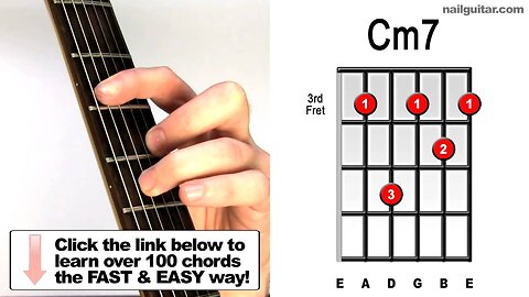 Cm7 - Mini Chords Lessons - How To Play Minor 7th Bar Chords Easy & Free