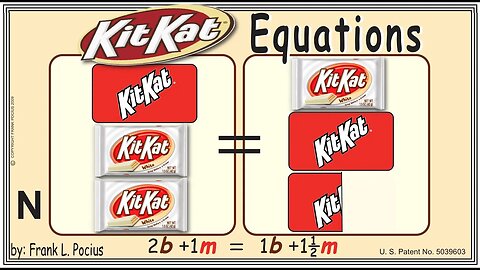 VISUAL KITKAT WHITE 2b+1m=1b+1.5m EQUATION _ SOLVING BASIC EQUATIONS _ SOLVING BASIC WORD PROBLEMS