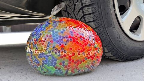 Crushing crunchy and soft things by car! EXPERIMENTAL CAR vs GIANT ORBEEZ WATER BALLOON