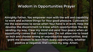 Wisdom in Opportunities Prayer (Prayer for Wisdom and Direction)