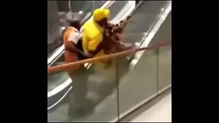 First time seeing an escalator