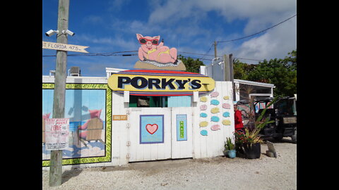 Enjoyed lunch at Porky's Bayside Restaurant & Marina in the Florida Keys 47.5 miles from Key West