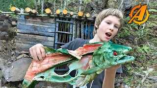 Catch and Cook Zombie Fish + Overnight Camping at Bushcraft "Rock House"
