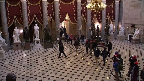 Well Trained Protestors Walk Through Statuary Hall on January 6