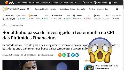 CPI das Pirâmides Financeiras pode convocar Ronaldinho Gaucho