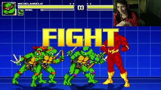 Teenage Mutant Ninja Turtles Characters (Leonardo And Raphael) VS The Flash In A Battle In MUGEN