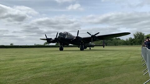 Lancaster Bomber "Just Jane" NX611 Taxi Run at 'Lancs and Tanks' 2023