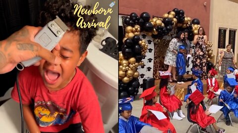 Blueface Cuts Son Javaughn's Hair Before His Kindergarten Graduation! 🎓