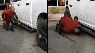 Dude Catches Someone Trying To Steal The Catalytic Converter From His Truck And Beat Him With A Pole