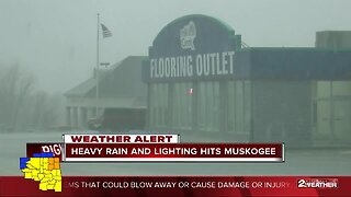 Heavy rain and lightning hits Muskogee