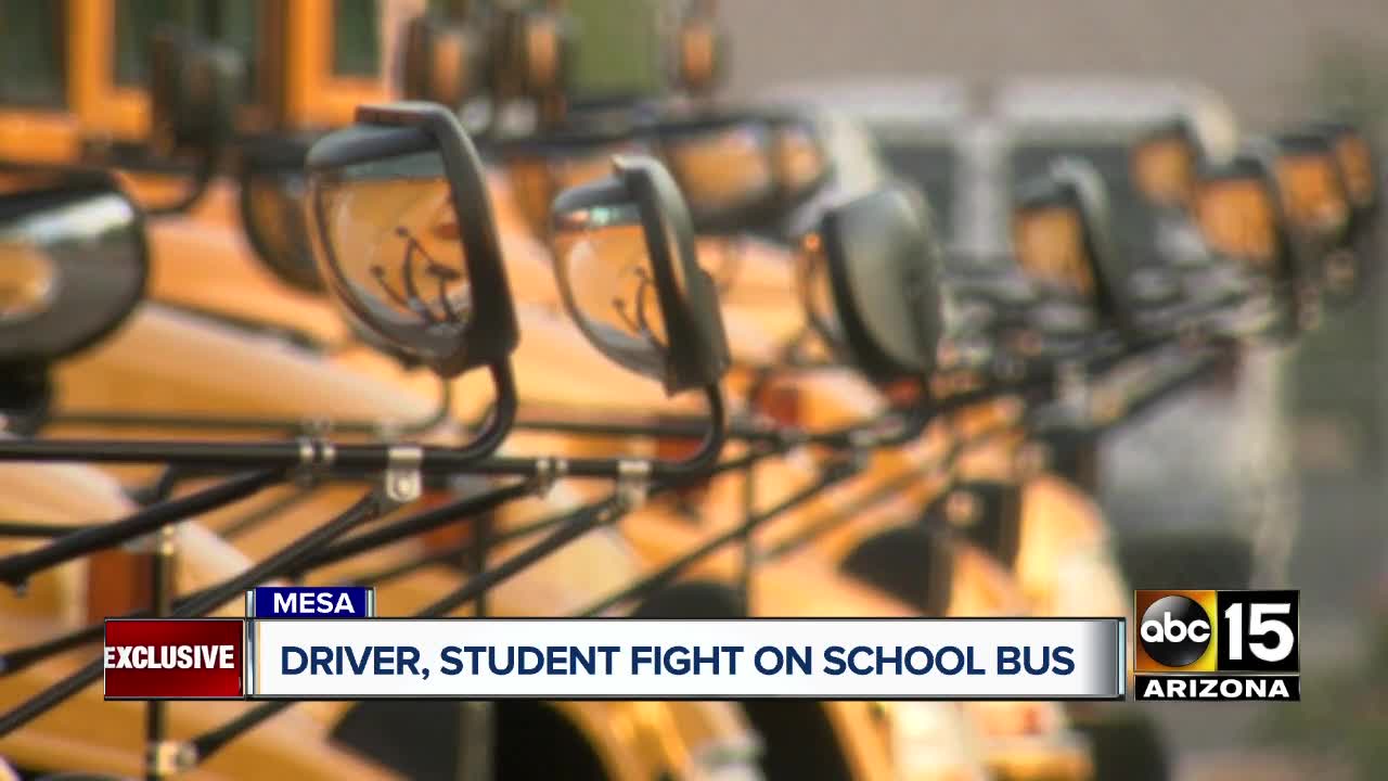 Brawl between student and school bus driver caught on camera
