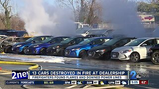 13 cars destroyed in fire at dealership