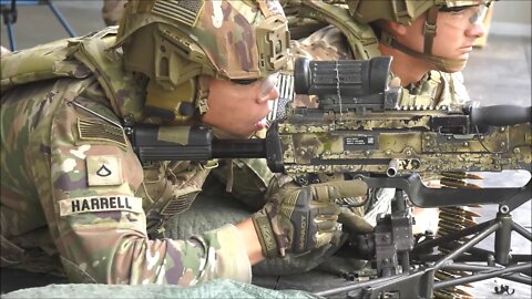 U.S. Army Paratroopers Engage Targets with M240B Machine-Guns