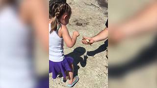 Adorable Tot Girl Catches Her First Fish