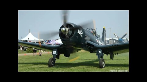 F4U Corsair Startup and Taxi in Slow Motion