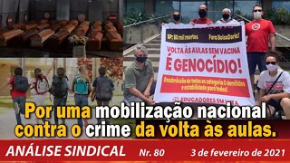 Por uma mobilização nacional contra o crime da volta às aulas - Análise Sindical Nº 80 - 3/2/21