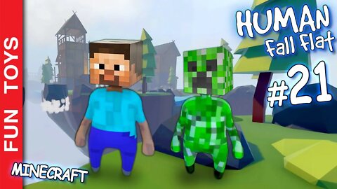 Human Fall Flat #21 - Finalmente MINECRAFT ! Steve e Creeper JUNTOS para a segunda parte de VALHALLA