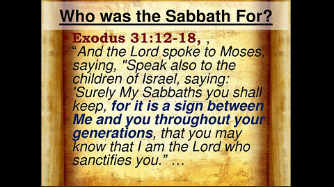 Exodus Chapter 31. The sabbaths. (SCRIPTURE)