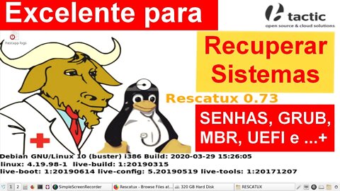 Rescatux GNU Linux baseada em Debian para resgatar instalações Linux quebradas GRUB Senhas e outros