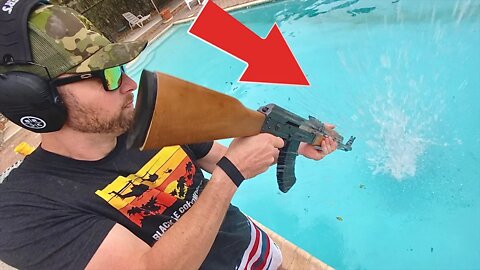 Firing an AK47 into a pool: How deep will it go?