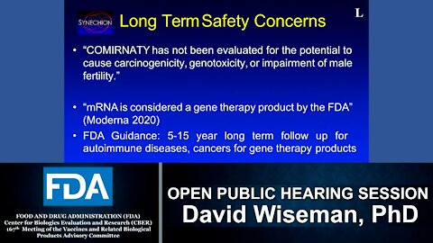 FDA Testimony of David Wiseman, PhD - Evidence for Boosters is Weak, Safety Data Is Concerning