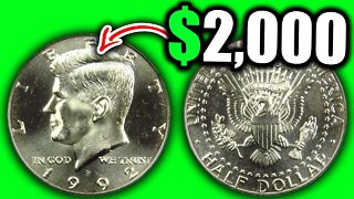 1992 KENNEDY HALF DOLLAR COINS WORTH MONEY - ERROR COINS AND HIGH GRADE COINS!!