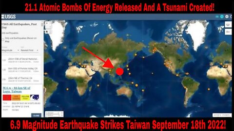 6.9 Earthquake Strikes Taiwan September 18th 2022! Tsunami!