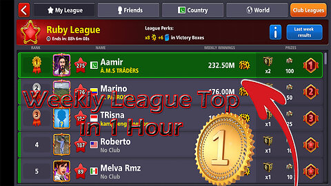 8ball pool Game weekly league top in 1 Hour || 4 win Streak in Berlin..Just Enjoy