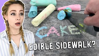 Making a realistic sidewalk chalk CAKE on 100% EDIBLE cement