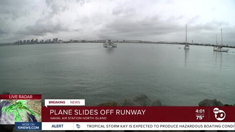 Small plane slides off runway in Coronado