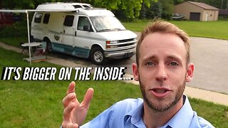 TINY RV Tour! Single Dad LIVING in a Van? | Chevy Roadtrek 200 Versatile with Renogy Solar Panels