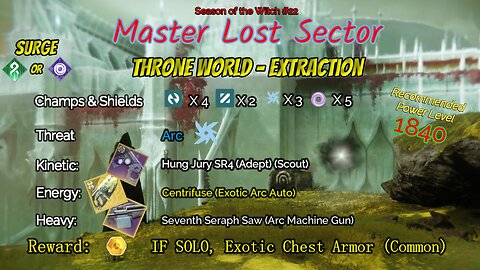 Destiny 2 Master Lost Sector: Throne World - Extraction on my Arc Titan 10-28-23