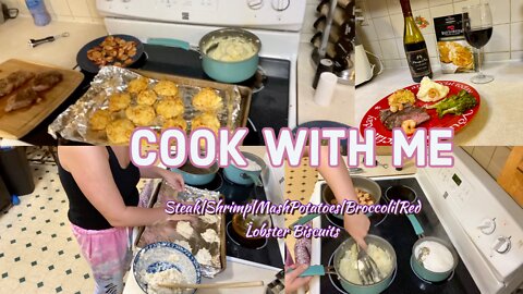 Cook with me |👩‍🍳 Steak+Shrimp| 🥩🍤 Red Lobster Meal| Gordon Ramsay Mashed Potatoes 🥔