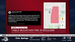 Mandatory evacuations ordered southwest of Longmont due to wildfire in Boulder