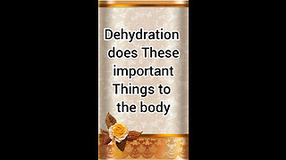Dehydration does These important Things to the body