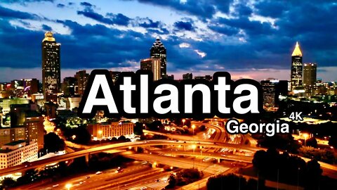 Atlanta Skyline at Night City View Screensaver HD - 4K Drone Video