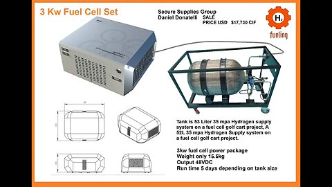 WOW New 3 Kw Light weight Fuel Cells for all applications with large tank and fittings kit on SALE