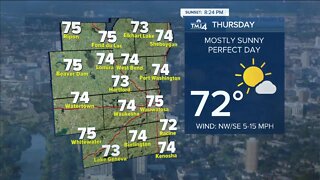 Sunny with highs in the low 70s on Thursday