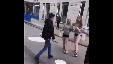 Girl tries to fight a boy and he pulls a knife