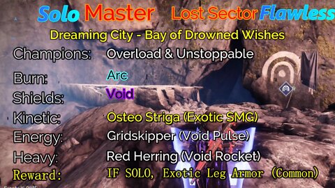 Destiny 2 Master Lost Sector: Dreaming City - Bay of Drowned Wishes Solo-Flawless 4-21-22