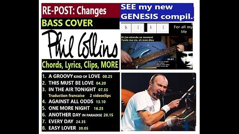 Bass cover PHIL COLLINS (RE-Post: changes) _ Chords, Lyrics, MORE