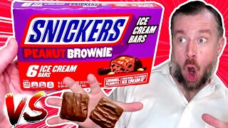 Ice Cream Bar VS Candy Bar | Snickers Peanut Brownie | Review Comparison