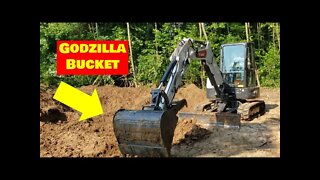 My biggest pond ever-the new 36" Godzilla bucket on the Bobcat e42 mini excavator PART 1