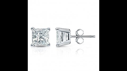 12-2 Carat Total Weight Princess Diamond Stud Earrings 4 Prong Screw Back (I-J Color I1-I2 Cla...