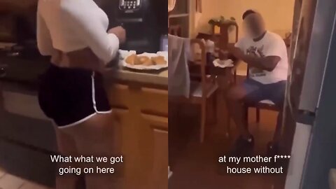 Man keeps coming Home to his Father and Girlfriend Hanging Out