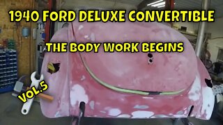 1940 FORD DELUXE CONVERTIBLE BODY WORK BEGINS