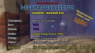 Destiny 2 Legend Lost Sector: Europa - Bunker E15 on my Titan 1-12-23