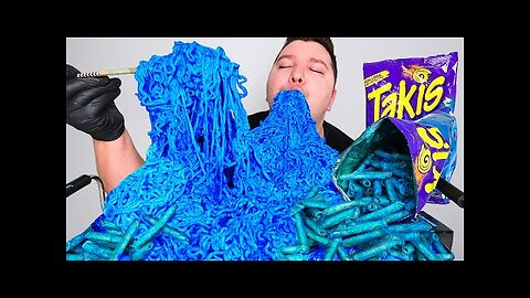 EXTREME BLUE HEAT TAKIS FIRE NOODLES • Mukbang & Recipe