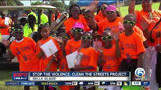 NFL players take part in "Stop the violence, clean the streets" project in Belle Glade, Florida