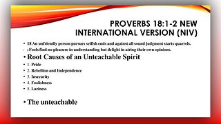 Beware of an Unteachable Spirit
